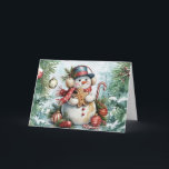 Classic Vintage Watercolor Christmas Snowman Blank Holiday Card<br><div class="desc">Customize this Festive Vintage Watercolor Christmas Snowman blank card by adding your Holiday Greeting inside of the card or leave blank so you can add a handwritten message. This non-photo, non-denominational card is perfect for sending out to customers, friends, family, co-workers and teachers. Thank you for Visiting & Shopping in...</div>