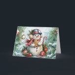 Classic Vintage Watercolor Christmas Snowman Blank Holiday Card<br><div class="desc">Customize this Festive Vintage Watercolor Christmas Snowman blank card by adding your Holiday Greeting inside of the card or leave blank so you can add a handwritten message. This non-photo, non-denominational card is perfect for sending out to customers, friends, family, co-workers and teachers. Thank you for Visiting & Shopping in...</div>