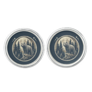 Classic/vintage wilderness bear cufflinks