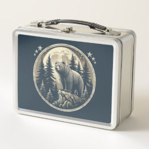 Classic/vintage wilderness bear metal lunch box
