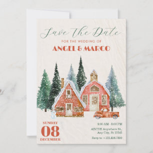 Classic Vintage winter wonderland Wedding Save The Date