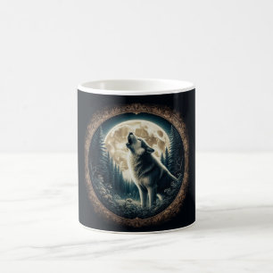 Classic, vintage wolf & moon coffee mug