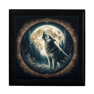Classic, vintage wolf & moon gift box
