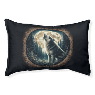 Classic, vintage wolf & moon  pet bed