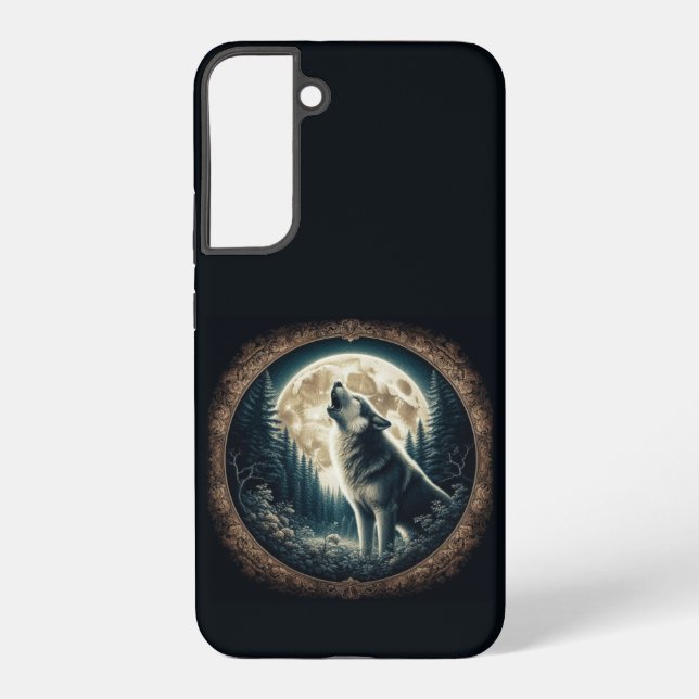 Classic, vintage wolf & moon  samsung galaxy case (Back)
