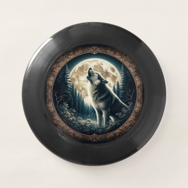 Classic, vintage wolf & moon  Wham-O frisbee (Front)