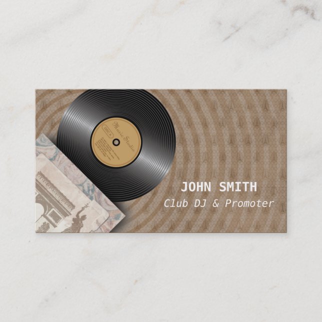 Classic Vinyl Record Club DJ  Music Business Cards (Front)