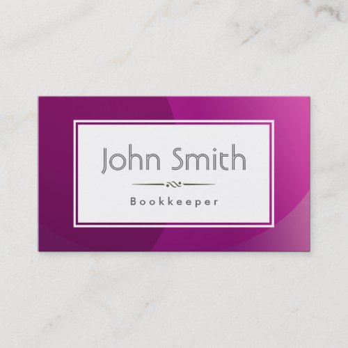 Classic Violet Background Bookkeeper Business Card
