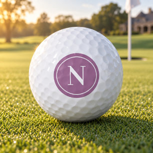 Classic Violet Round Monogram Initial Golf Balls