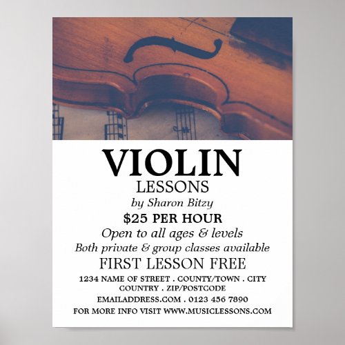 Classic Violin Violin Lessons Advertising Poster