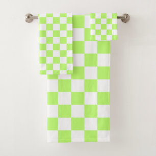 Classic visual lime checkerboard  bath towel set