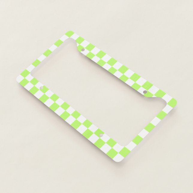 Classic visual lime checkerboard  license plate frame (3/4)