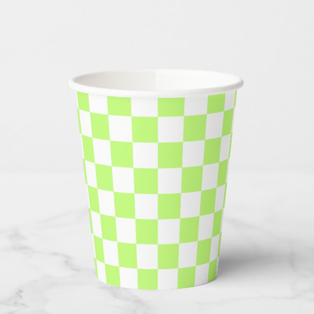 Classic visual lime checkerboard  paper cups (Left)