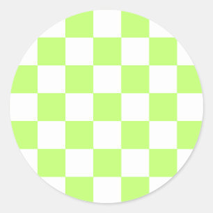 Classic visual lime checkerboard round sticker