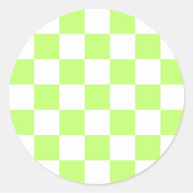 Classic visual lime checkerboard  round sticker (Front)