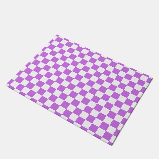 Classic visual magenta checkerboard  doormat (Angled)