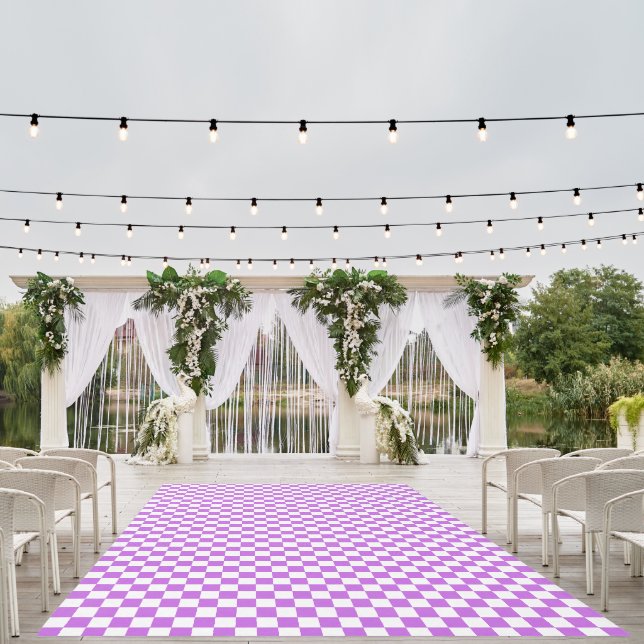 Classic visual magenta checkerboard  outdoor rug (Insitu (Wedding 1))