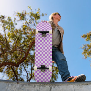 Classic visual magenta checkerboard  skateboard