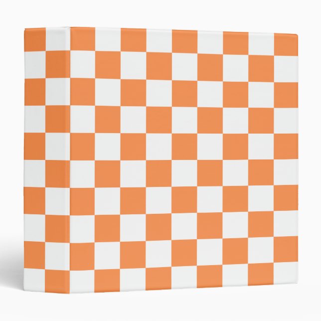 Classic visual orange checkerboard  3 ring binder (Front/Spine)