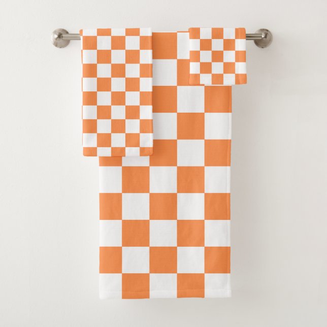 Classic visual orange checkerboard  bath towel set (Insitu)