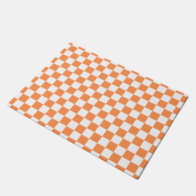 Classic visual orange checkerboard  doormat (Angled)