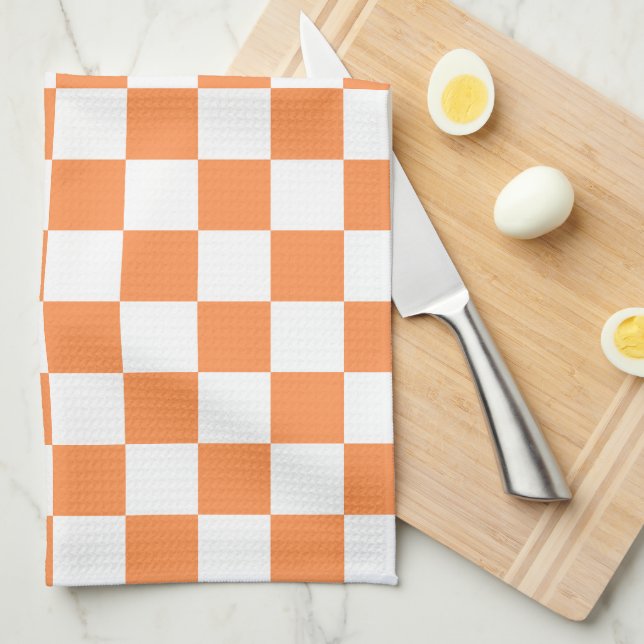Classic visual orange checkerboard  kitchen towel (Quarter Fold)