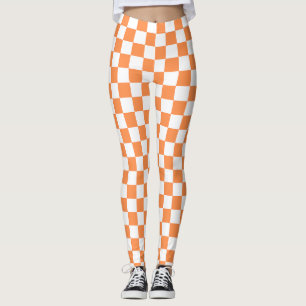 Classic visual orange checkerboard  leggings