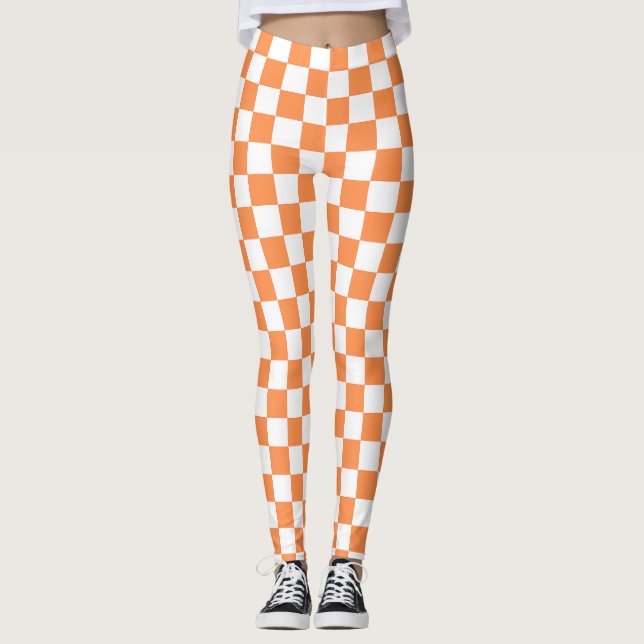 Classic visual orange checkerboard  leggings (Front)