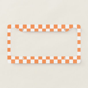 Classic visual orange checkerboard  license plate frame