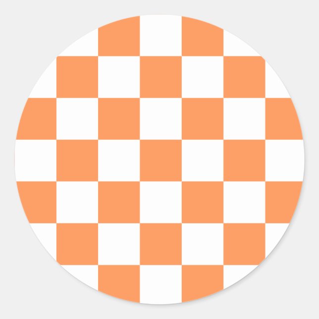 Classic visual orange checkerboard  round sticker (Front)