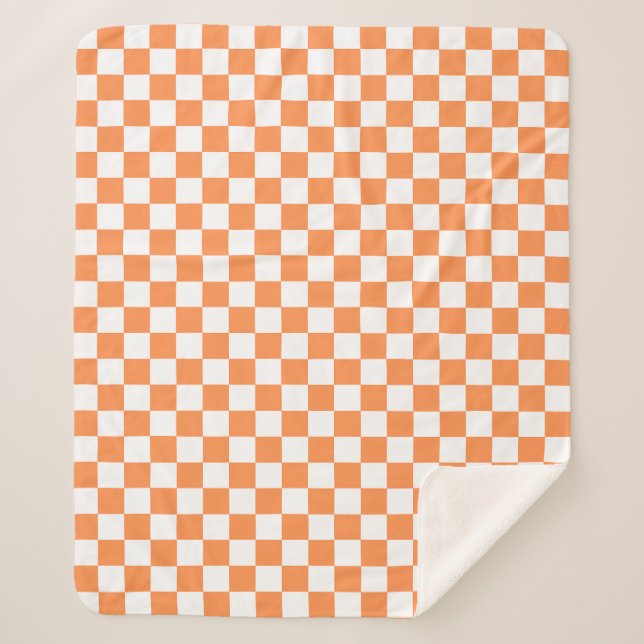 Classic visual orange checkerboard  sherpa blanket (Front)