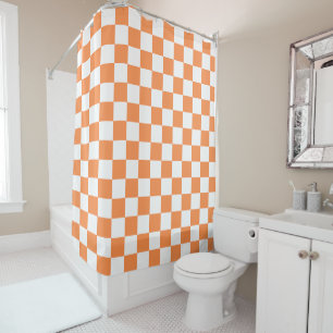 Classic visual orange checkerboard  shower curtain