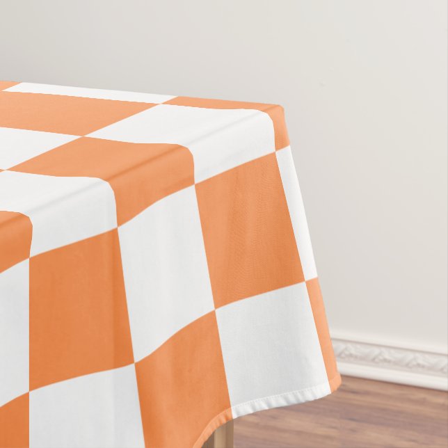Classic visual orange checkerboard  tablecloth (In Situ)