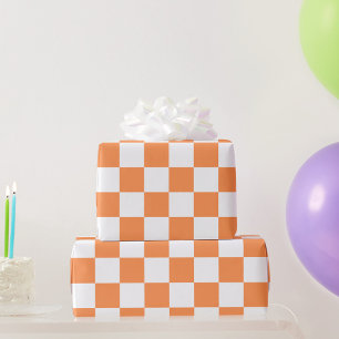 Classic visual orange checkerboard wrapping paper