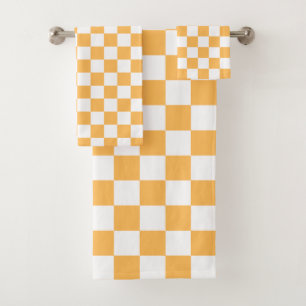 Classic visual peach checkerboard bath towel set