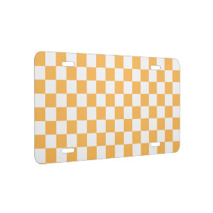 Classic visual peach checkerboard  license plate