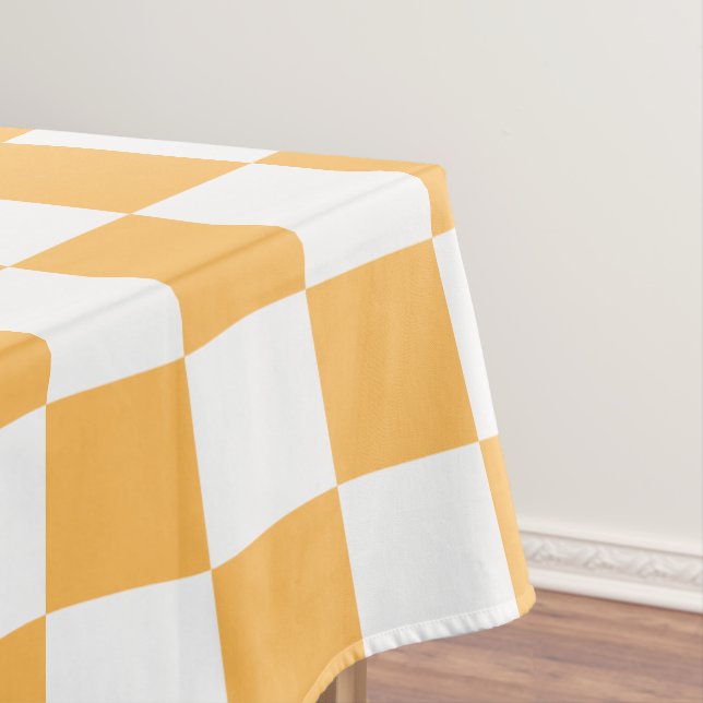 Classic visual peach checkerboard  tablecloth (In Situ)