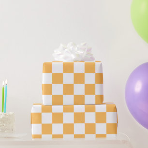 Classic visual peach checkerboard wrapping paper