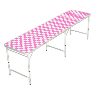Classic visual pink checkerboard beer pong table