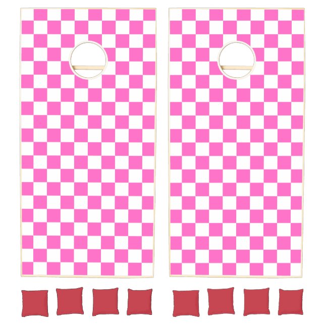 Classic visual pink checkerboard  cornhole set (Set)