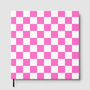 Classic visual pink checkerboard  guest book
