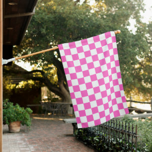 Classic visual pink checkerboard house flag