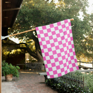 Classic visual pink checkerboard  house flag