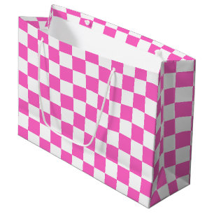 Classic visual pink checkerboard large gift bag