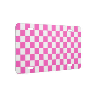 Classic visual pink checkerboard license plate