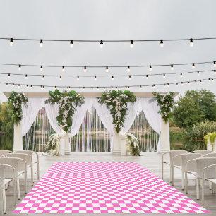 Classic visual pink checkerboard outdoor rug