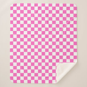 Classic visual pink checkerboard sherpa blanket