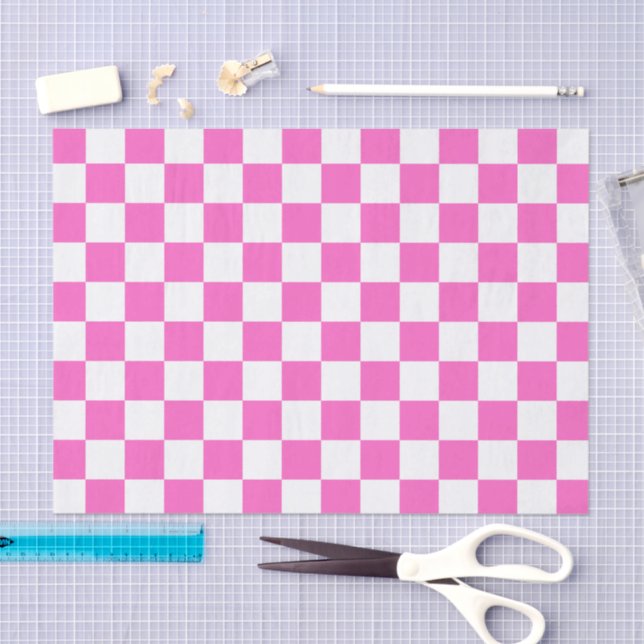 Classic visual pink checkerboard  tissue paper (Craft)