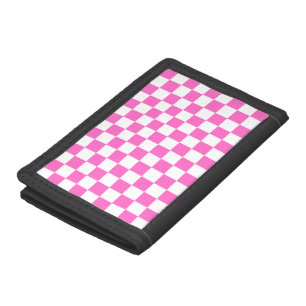 Classic visual pink checkerboard  trifold wallet
