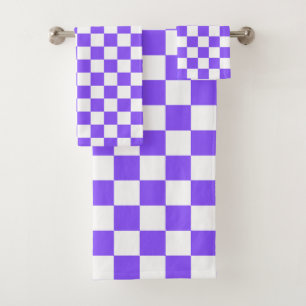 Classic visual purple checkerboard  bath towel set